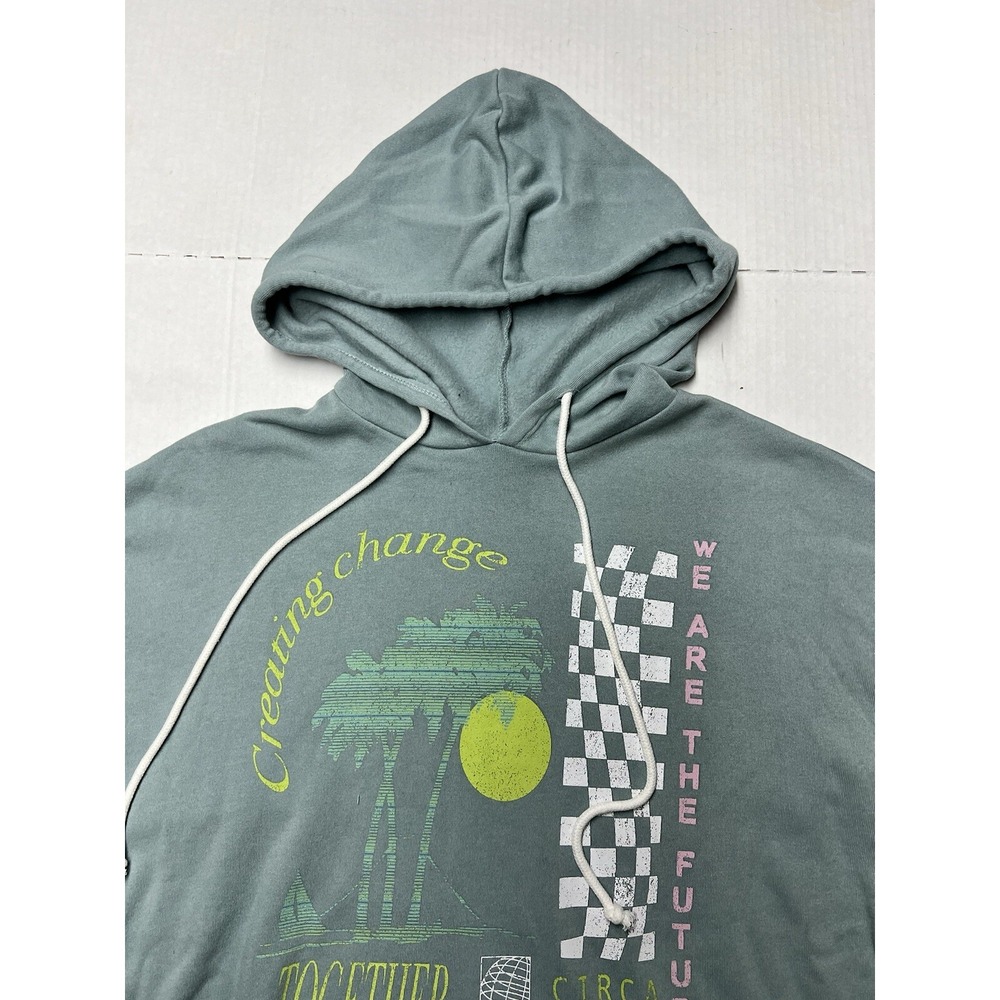 Grayson Threads Hooded Crop Sweatshirt Med Creating Change Bold Print Spellout - Picture 8 of 15